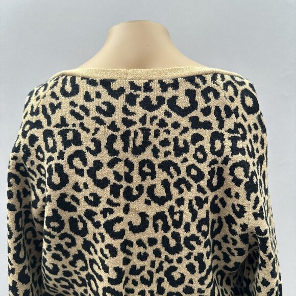 Abercrombie & Fitch Puff Sleeve Soft Knit Deep V-Neck Crop Leopard Sweater Small - Picture 5 of 11